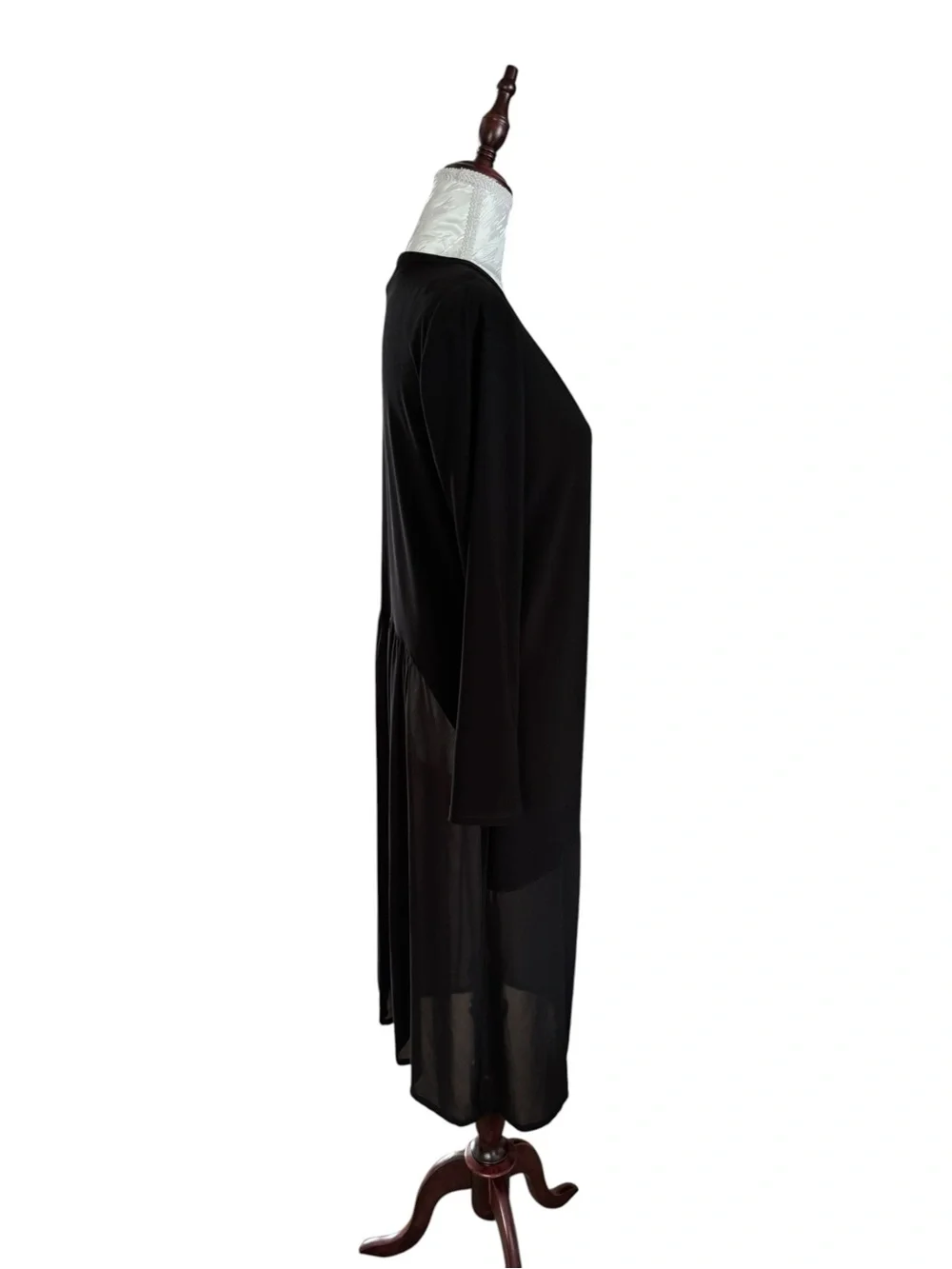Joseph Ribkoff Black Long Open-Front Sheer-Hem Cardigan